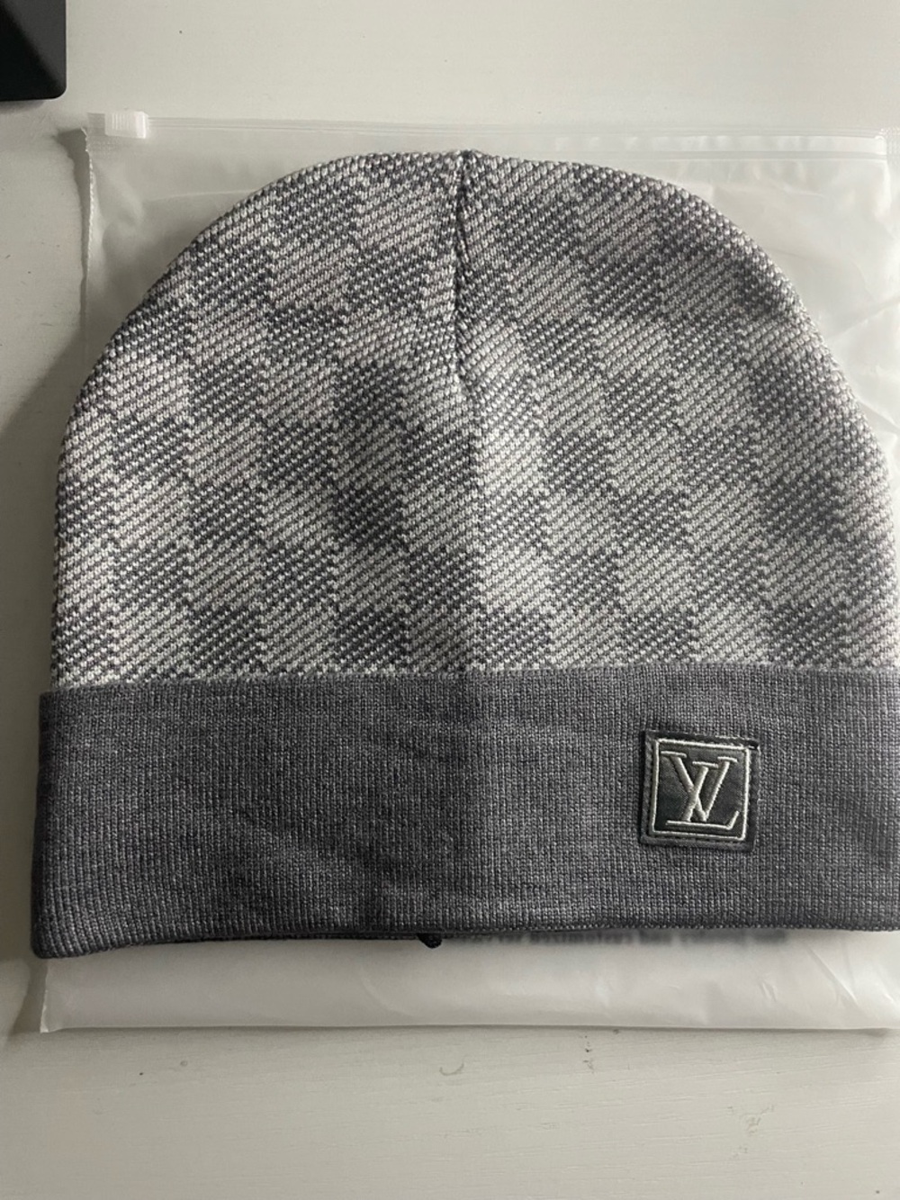 Louis Vuitton Knit Beanie - Gray, White, Black - Picture 2 of 6